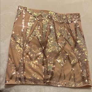 SHEIN Sparkling Sequin Nude Mini Skirt